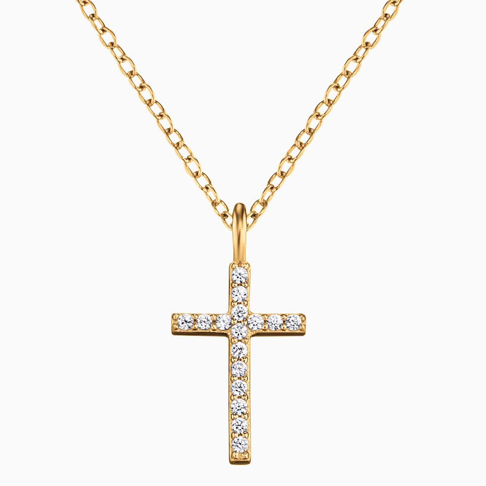 Halskette 925er Silber Kreuz Gold mit Zirkonia