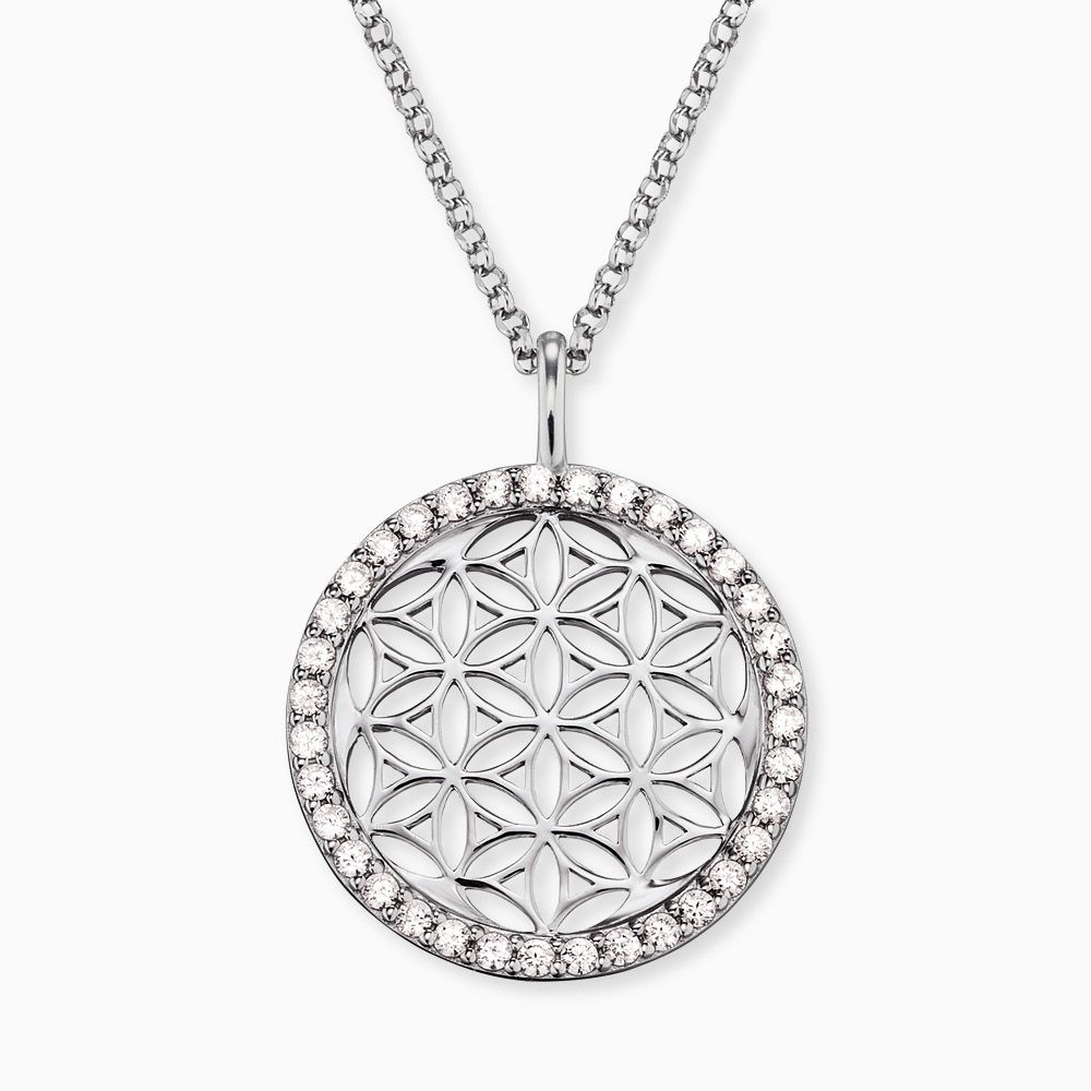Halskette 925er Silber Lebensblume mit Zirkonia