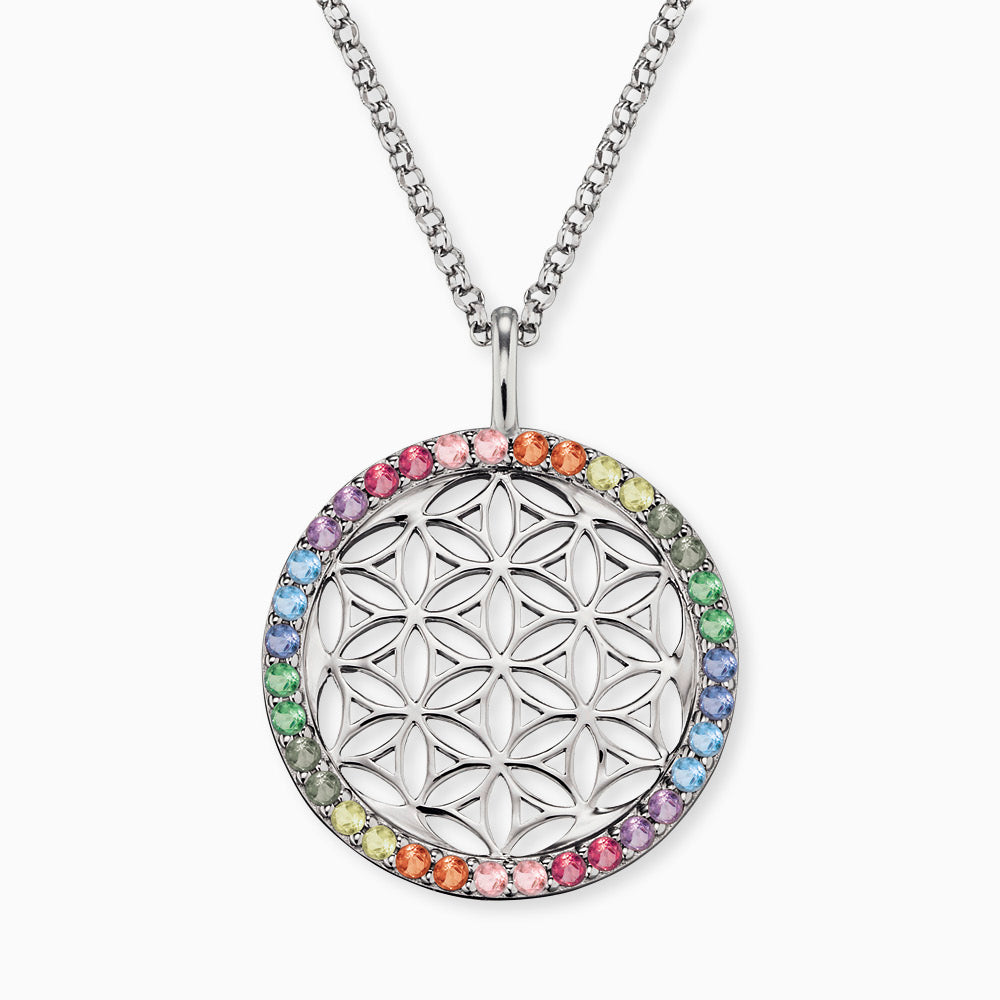 Halskette 925er Silber Lebensblume mit Zirkonia