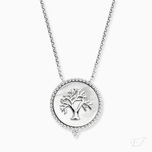 Halskette 925er Silber Lebensbaum Perlmutt Weiß