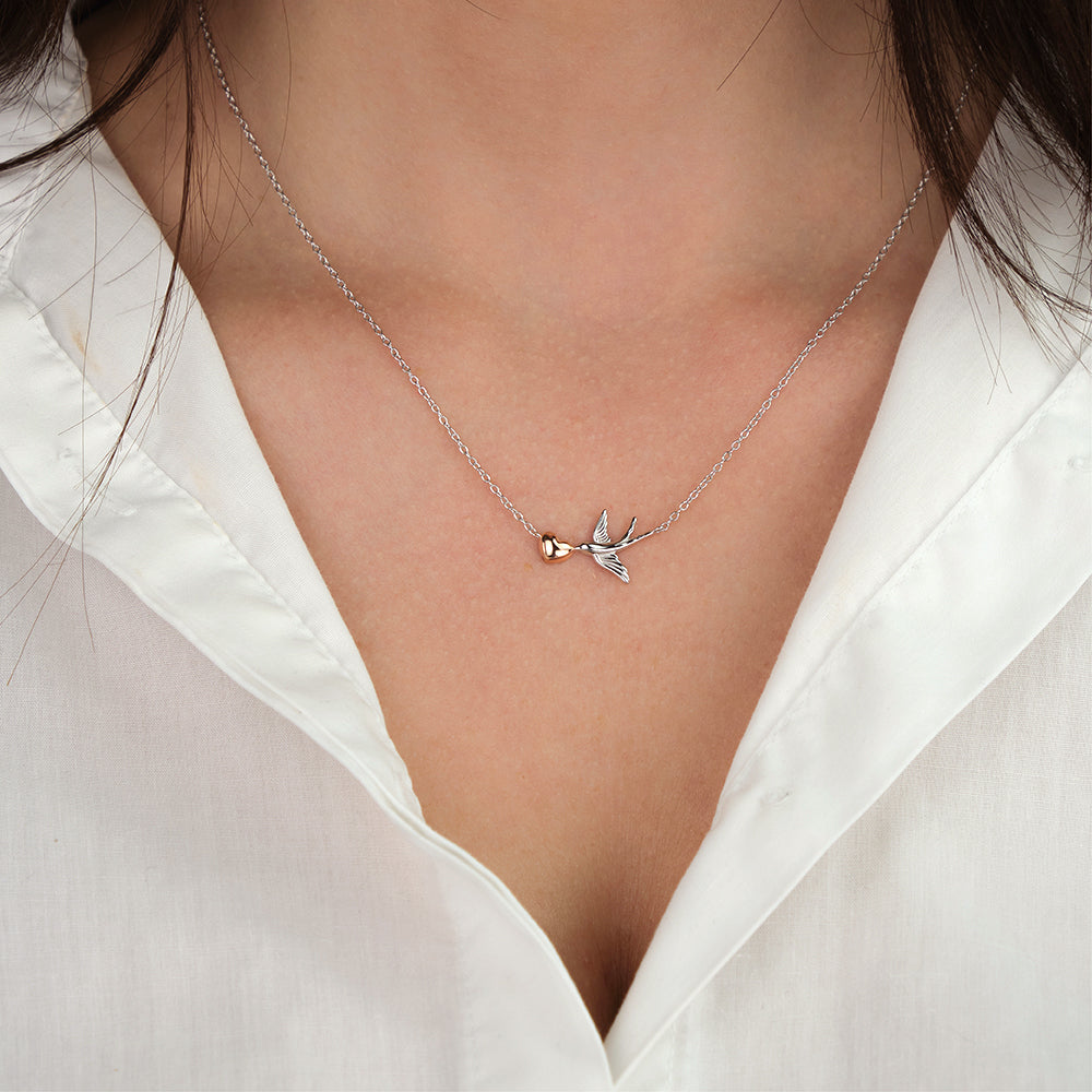 Halskette 925er Silber Love Bird Bicolor