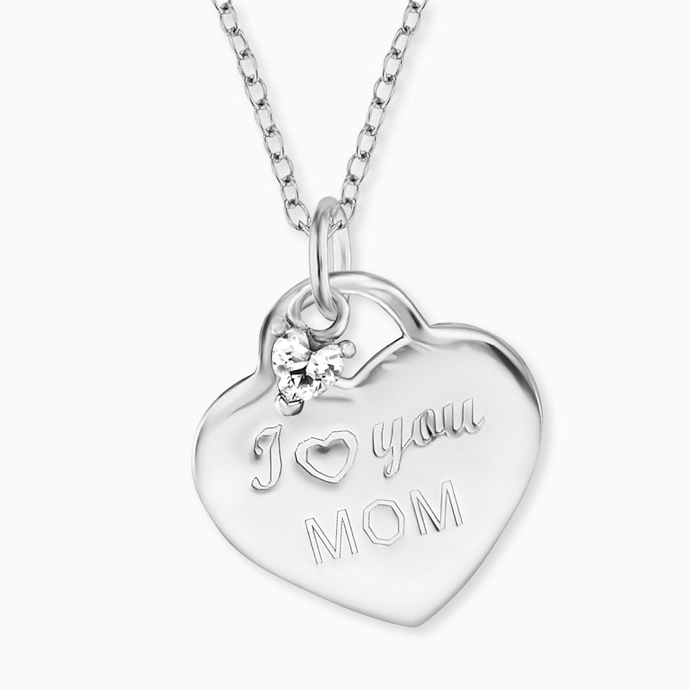 Engelsrufer women's heart necklace silver "I love you Mom" with zirconia for all mothers