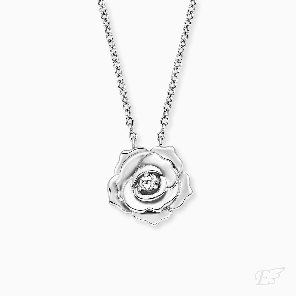 Halskette 925er Silber Rose mit Zirkonia