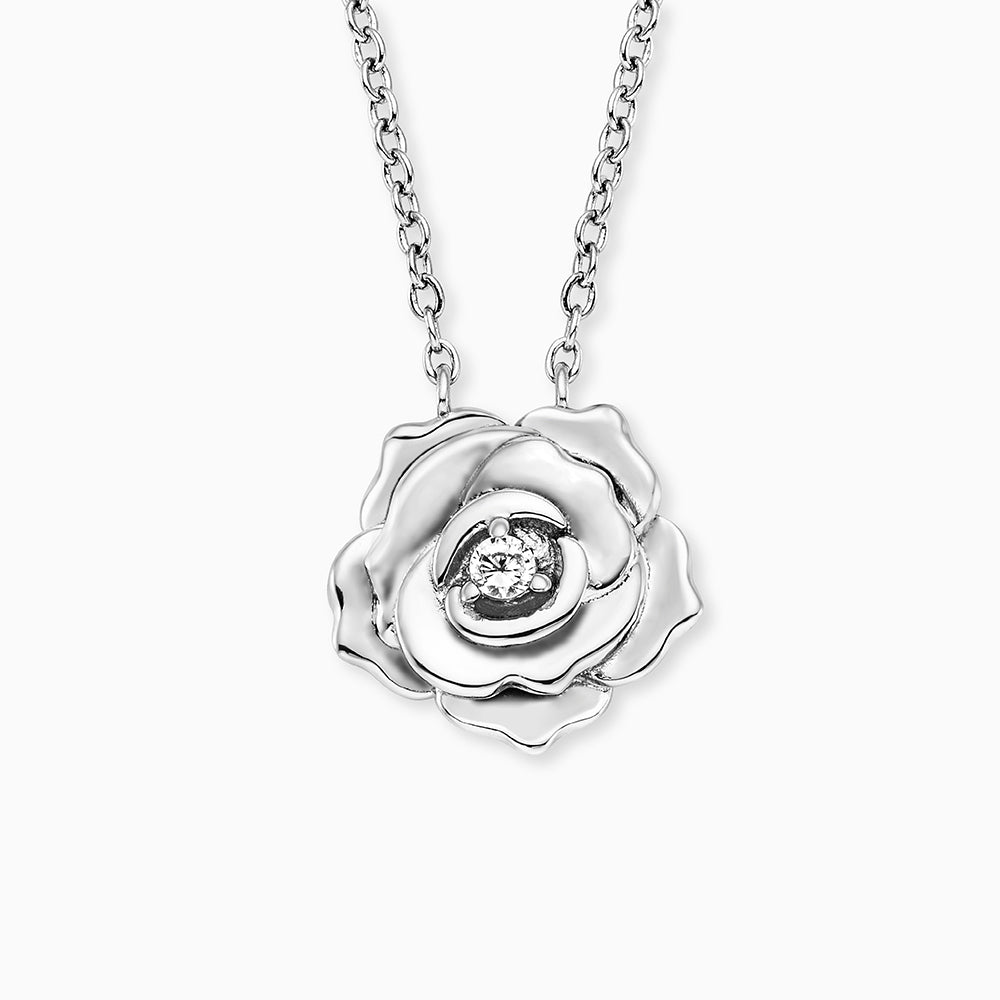 Halskette 925er Silber Rose mit Zirkonia