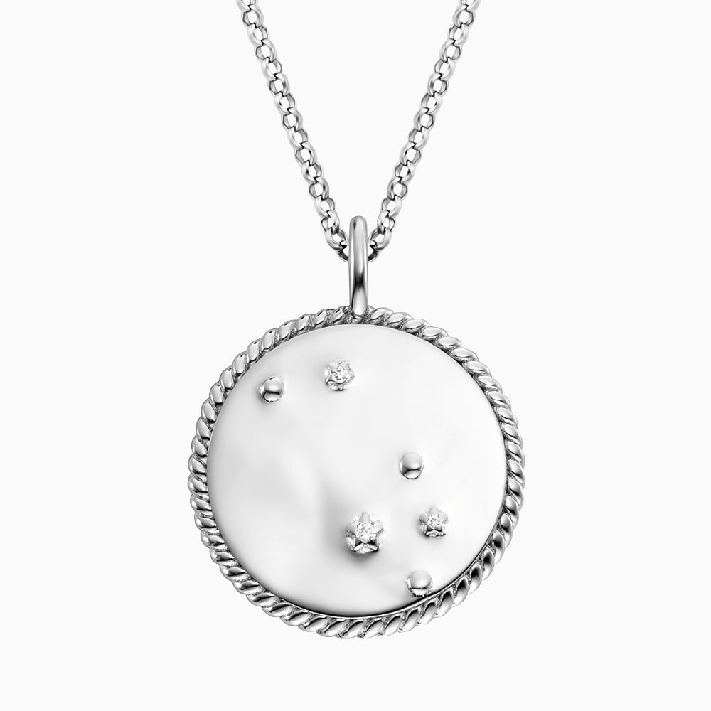 Engelsrufer women's silver necklace with zirconia and malachite stone for Taurus zodiac sign