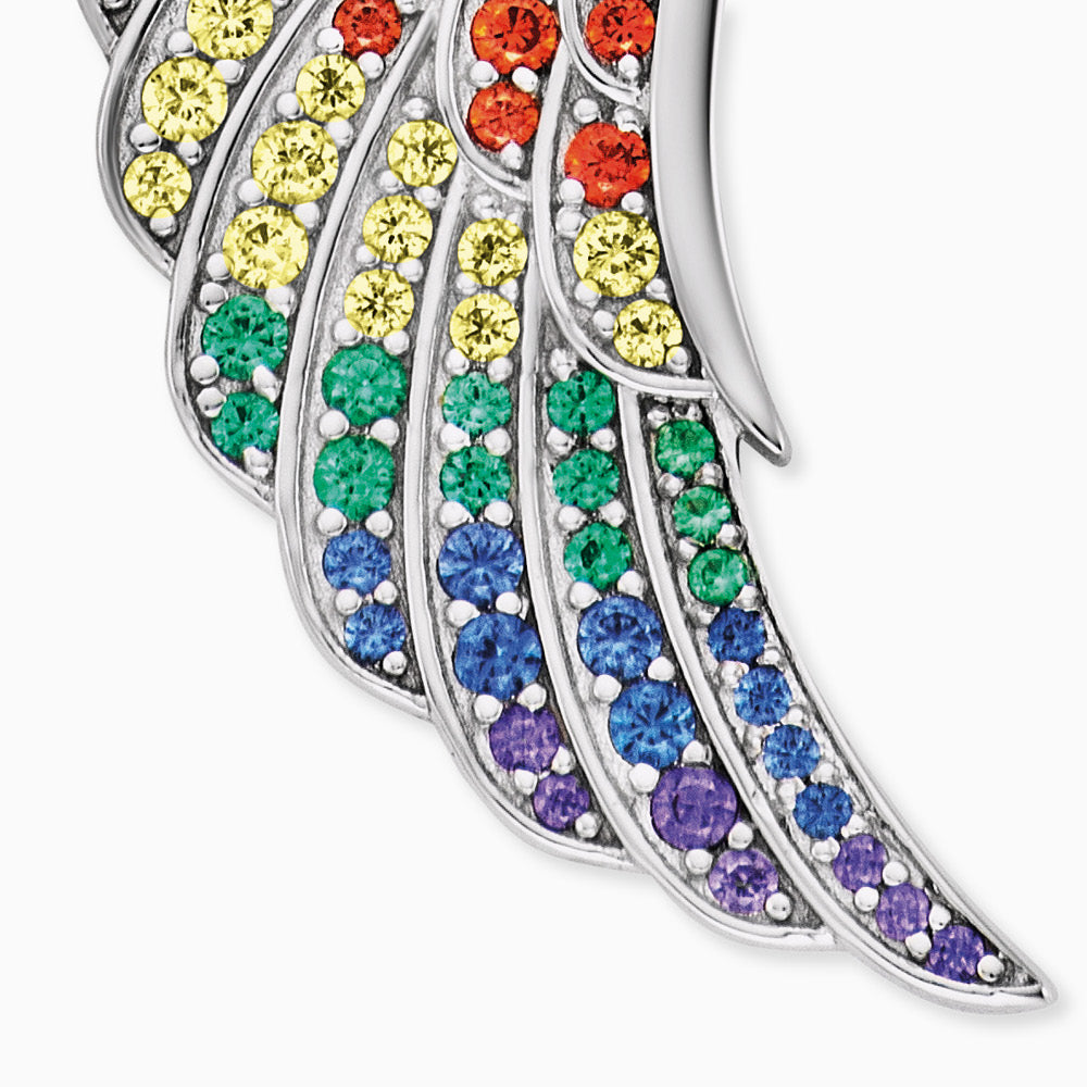 Halskette 925er Silber Flügel mit Zirkonia Multicolor
