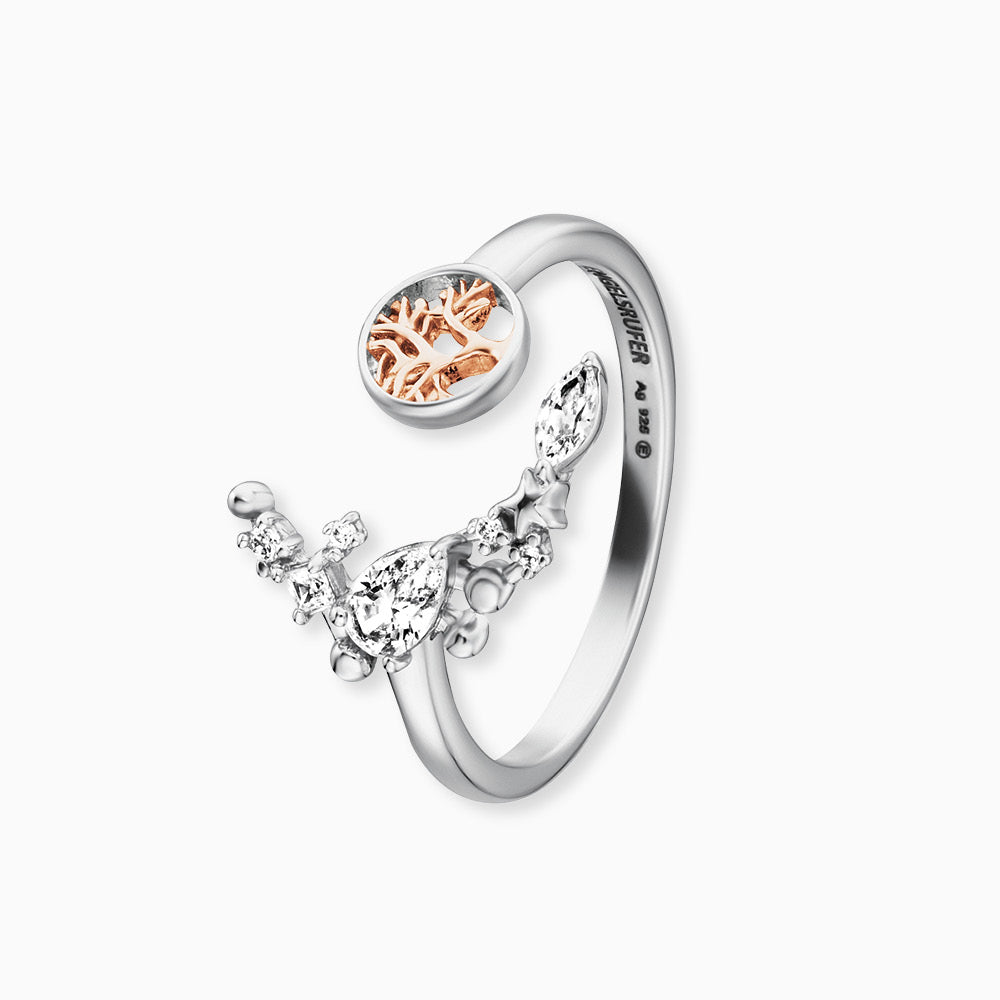 Ring 925er Silber Lebensbaum Bicolor mit Zirkonia
