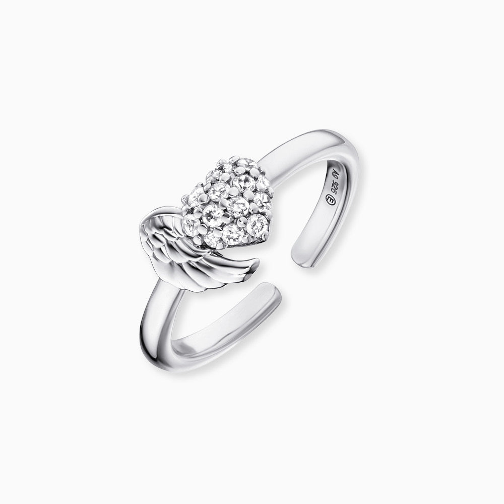 Ring 925er Silber Herzflügel mit Zirkonia
