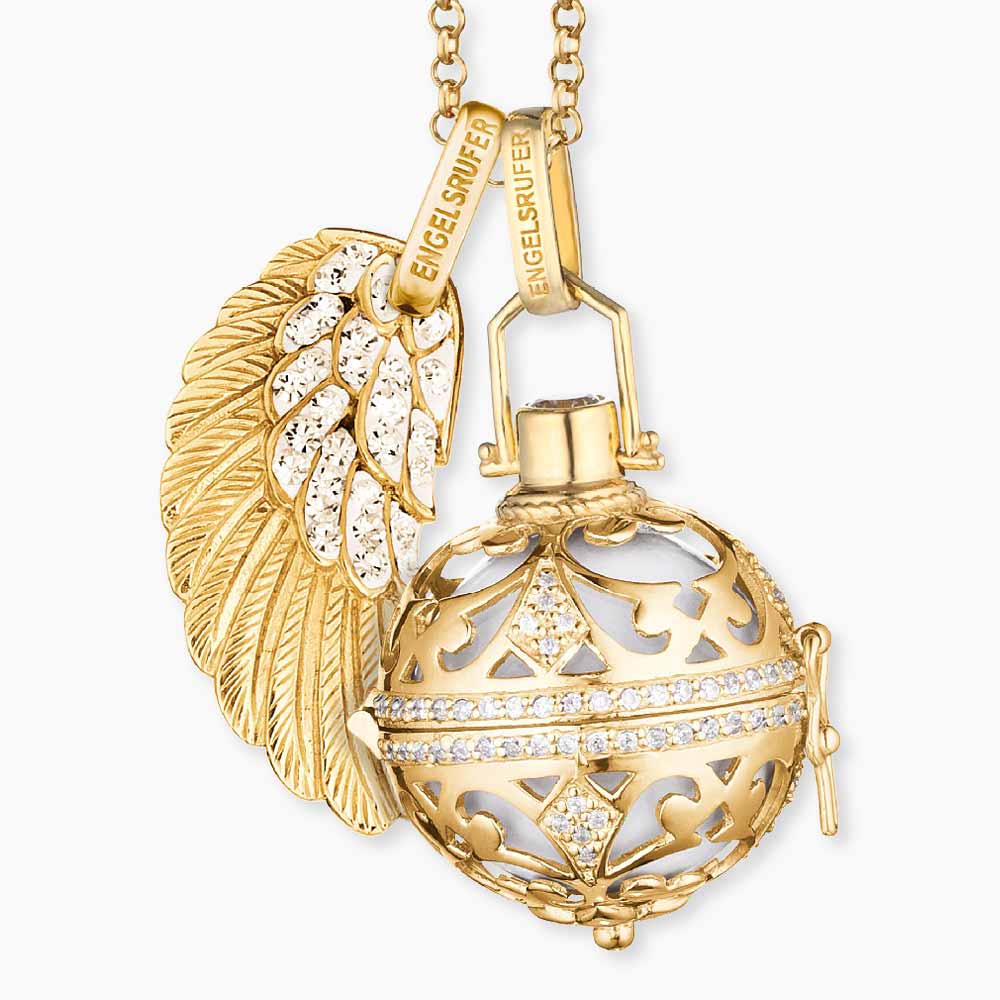 Engelsrufer angel wing pendant women's silver with black crystals