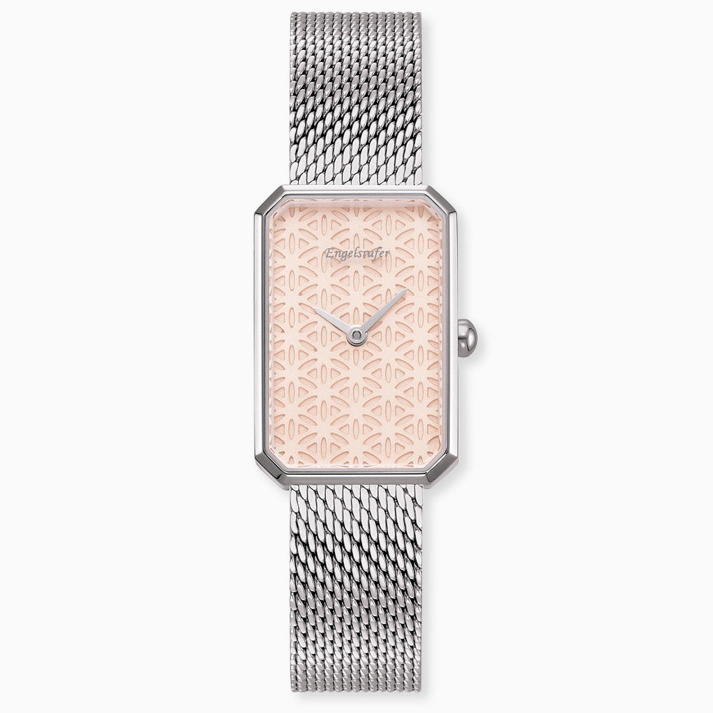 Uhr Edelstahl Lebensblume mit Edelstahl Armband