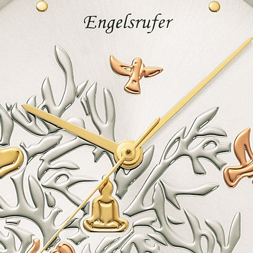 Uhr Edelstahl Lebensbaum mit Mesh-Band Gold