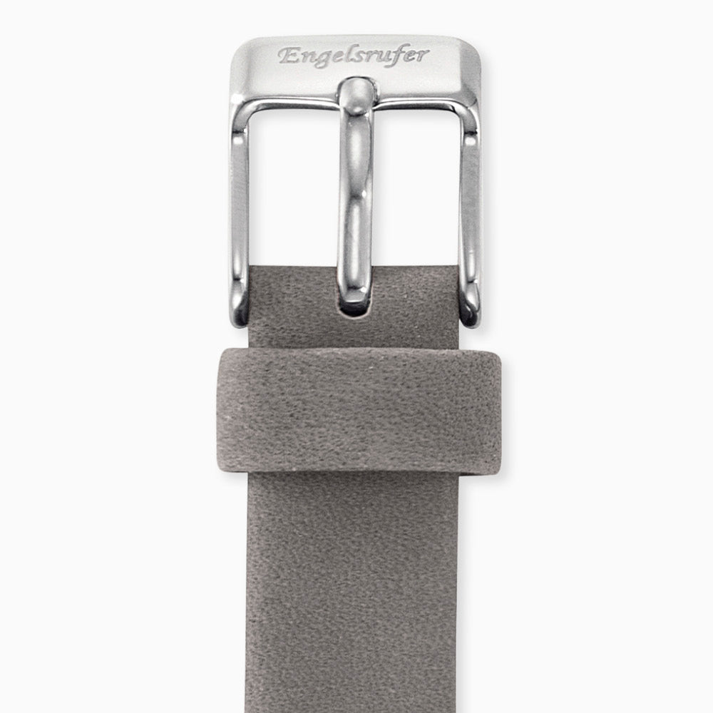 Lederarmband Grau für Uhren mit Edelstahl Verschluss 12 mm
