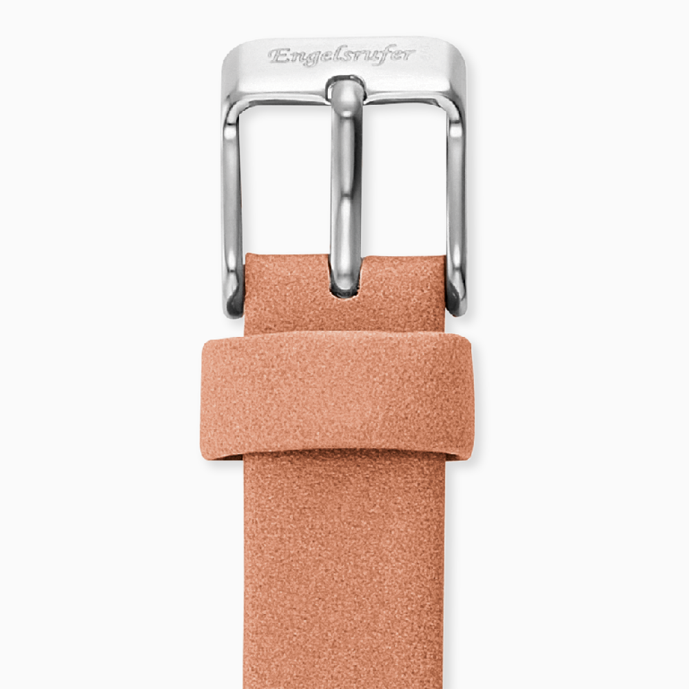 Lederarmband Koralle für Uhren mit Edelstahl Verschluss 14 mm
