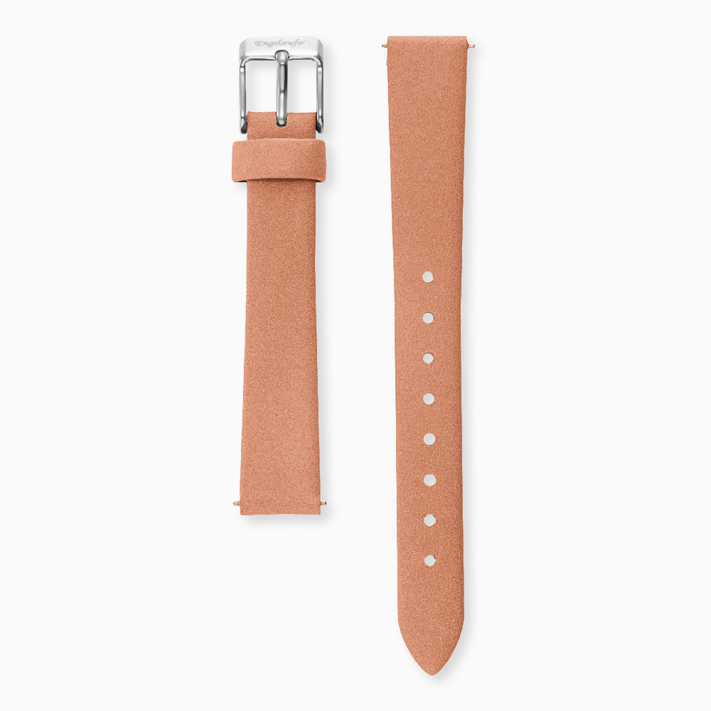 Lederarmband Koralle für Uhren mit Edelstahl Verschluss 14 mm