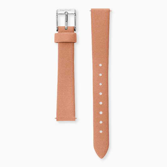 Lederarmband Koralle für Uhren mit Edelstahl Verschluss 14 mm