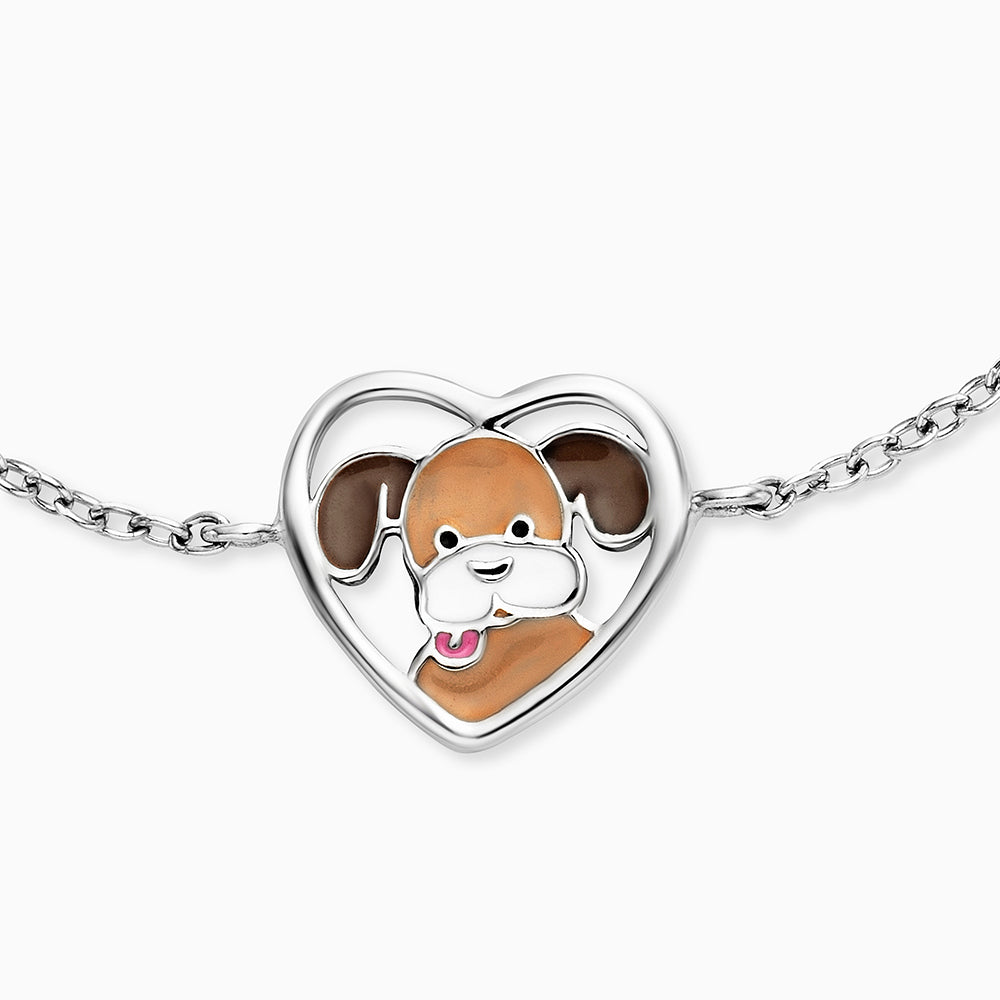 Kinder Armband 925er Silber Hund mit Emaille