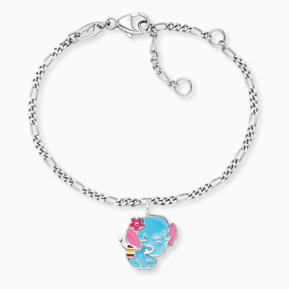 Kinder Armband 925er Silber Elefant mit Emaille