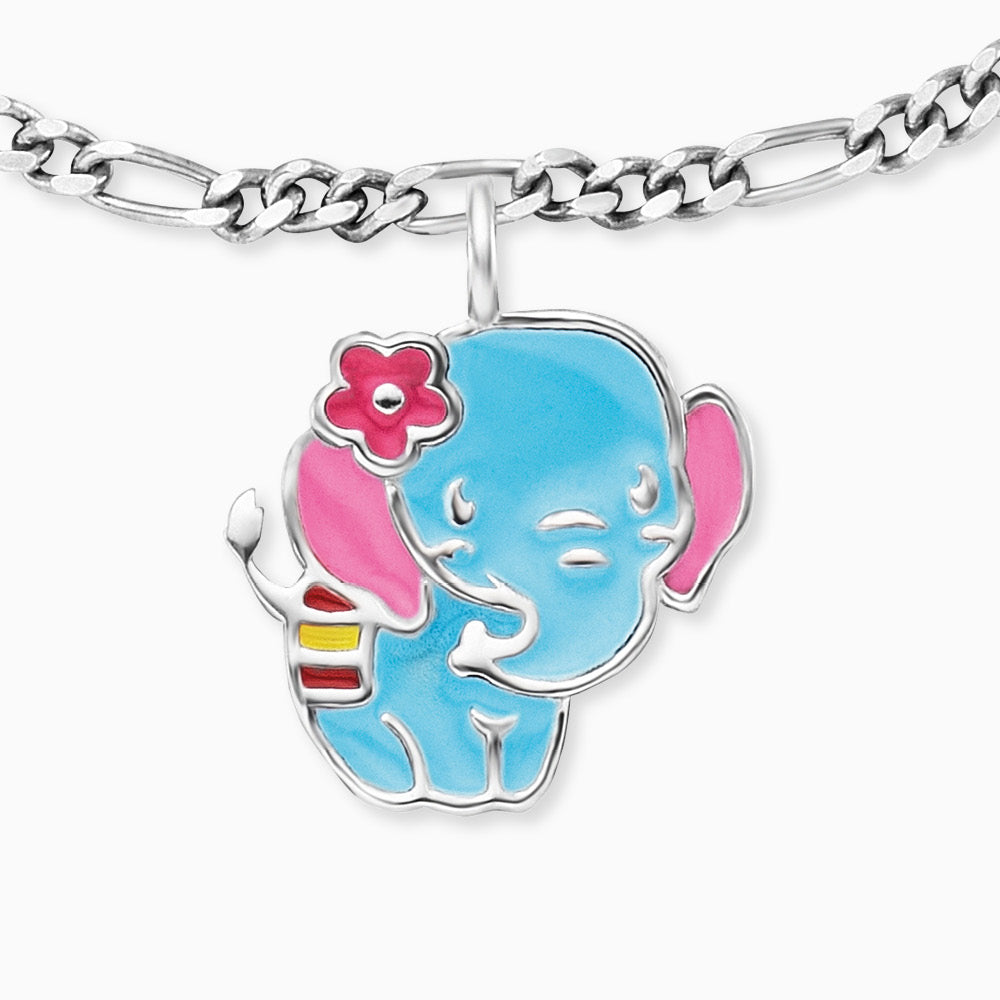 Kinder Armband 925er Silber Elefant mit Emaille