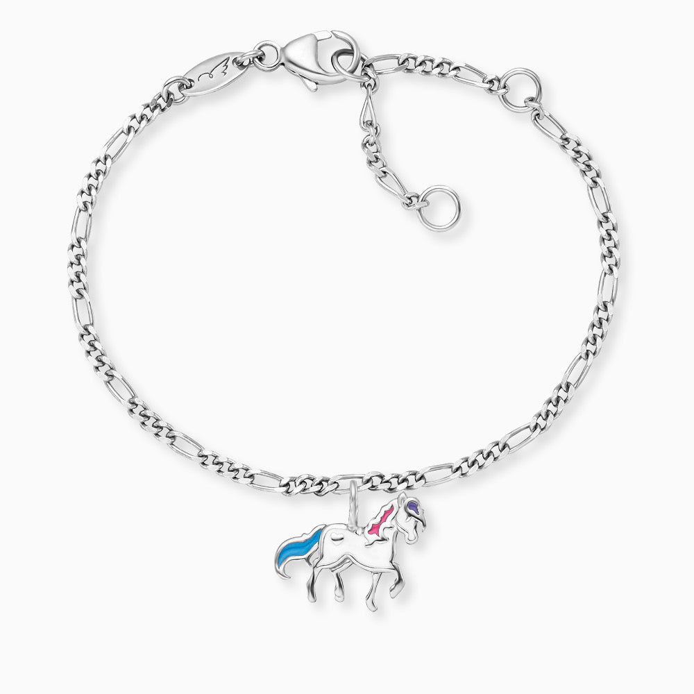 Kinder Armband 925er Silber Pferd mit Emaille