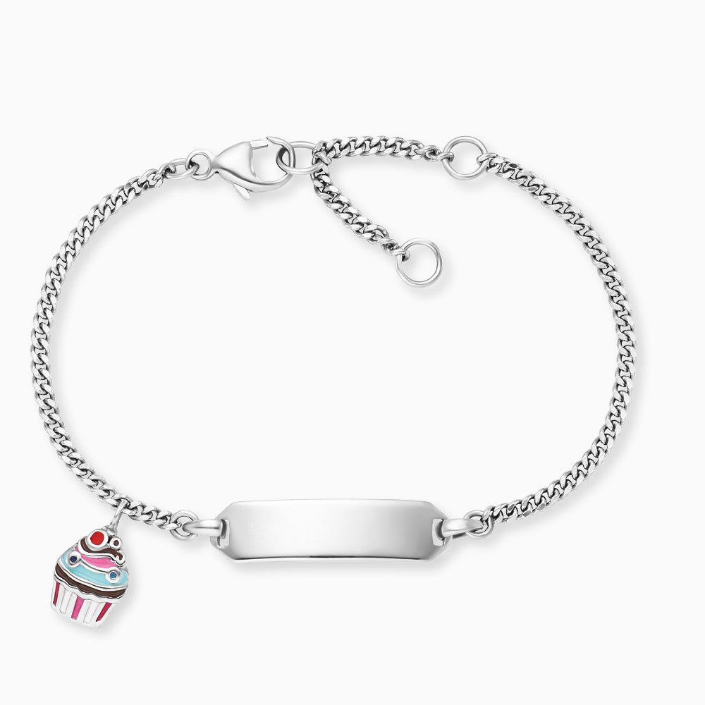 Kinder Armband 925er Silber Muffin mit Gravurplatte