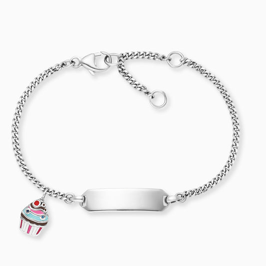 Engelsrufer Kinder-Armband Mädchen Silber mit Gravurplatte und Muffin Symbol