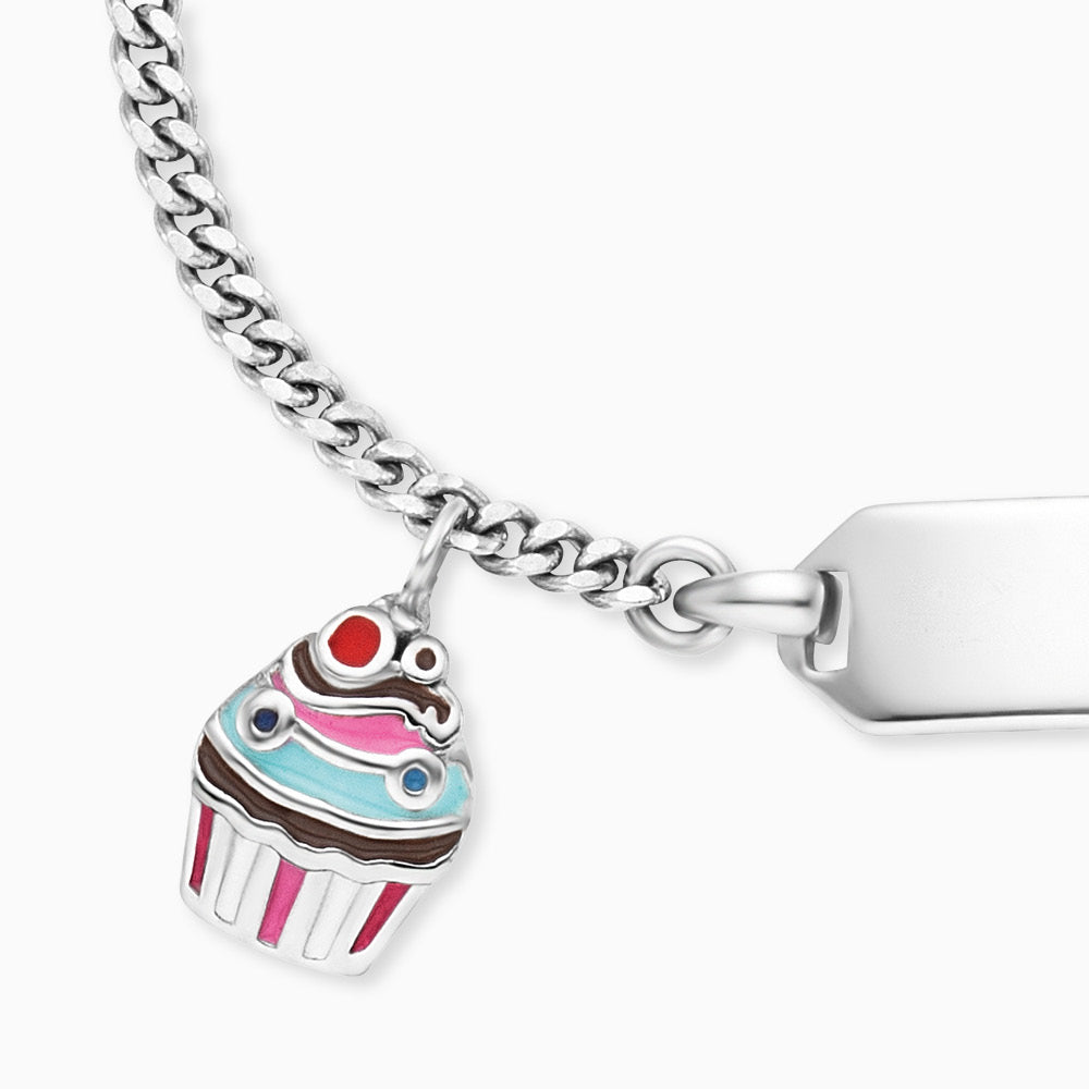 Kinder Armband 925er Silber Muffin mit Gravurplatte