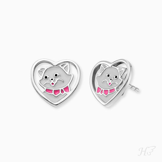 Kinder Ohrstecker 925er Silber Katze mit Emaille