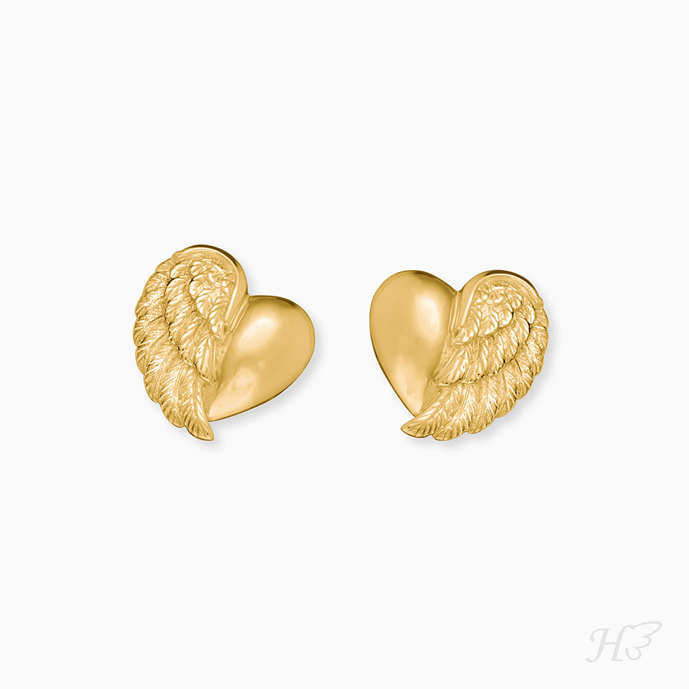 Kinder Ohrringe 925er Silber Herzflügel Gold