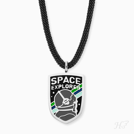 Kinder Halskette Edelstahl Astronaut mit Emaille