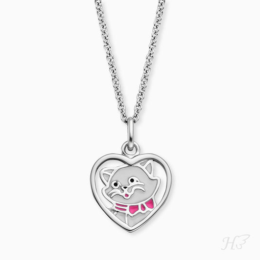 Kinder Halskette 925er Silber Katze mit Emaille