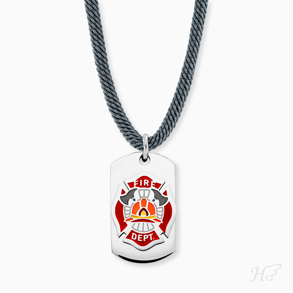 Kinder Halskette Edelstahl Feuerwehr mit Emaille