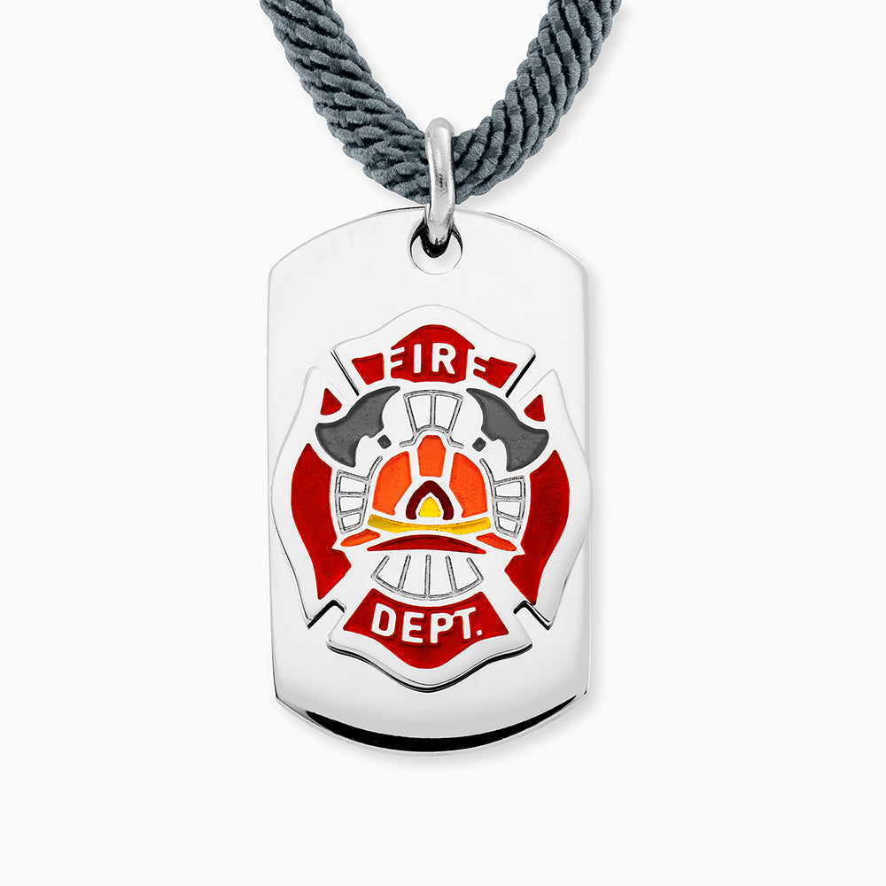 Kinder Halskette Edelstahl Feuerwehr mit Emaille