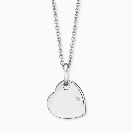 Engelsrufer Mädchen-Kinderkette Silber Herz Medaillon mit Zirkonia Gravierbar
