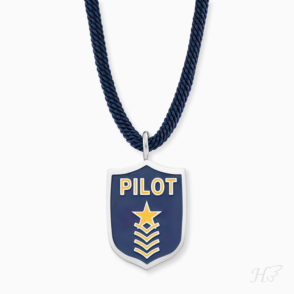 Kinder Halskette Edelstahl Pilot mit Emaille
