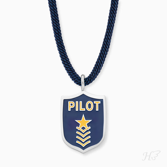 Kinder Halskette Edelstahl Pilot mit Emaille