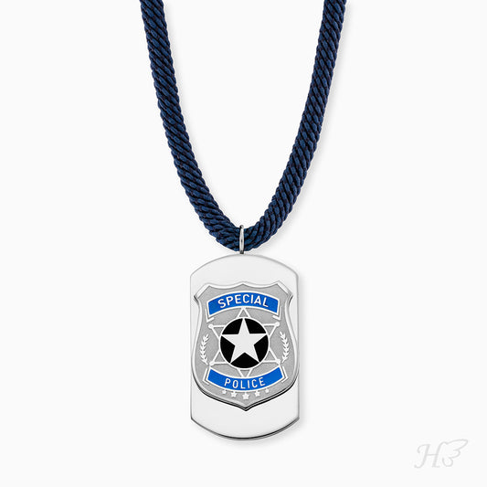 Kinder Halskette Edelstahl Polizei mit Emaille