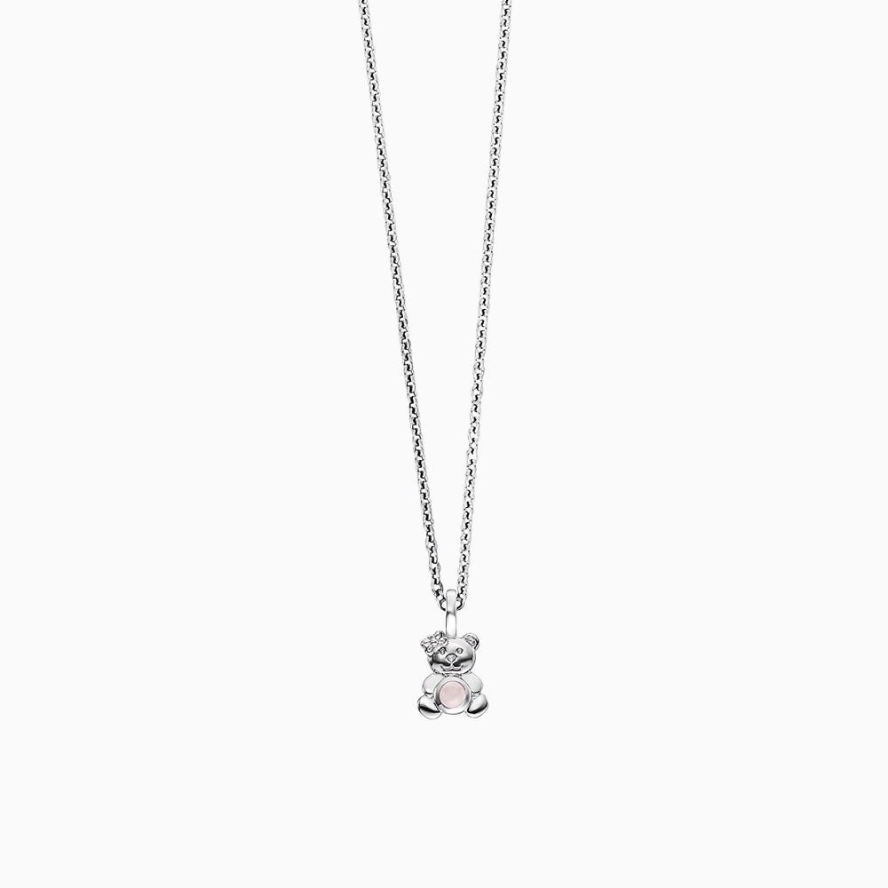 Engelsrufer Kinder Kette Teddy Silber mit Rosenquarz