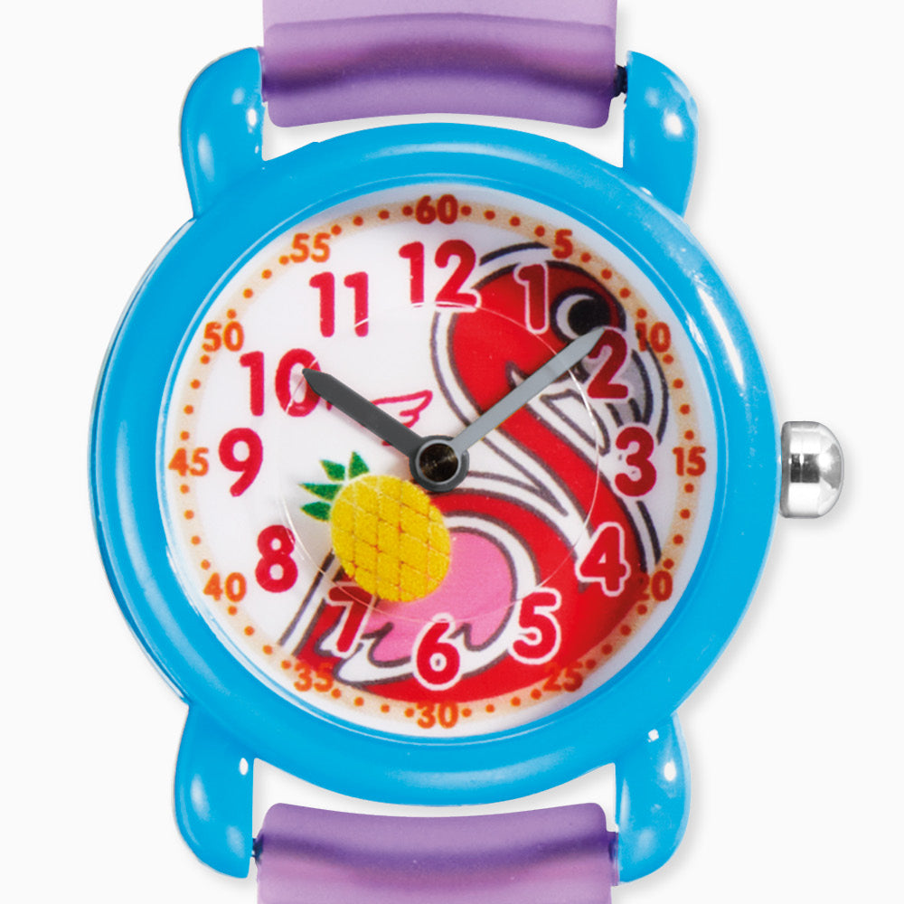Herzengel Kinder Uhr Flamingo für Mädchen inkl. Schlampermäppchen