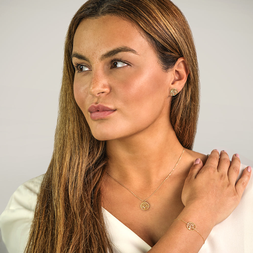 Halskette 375er Gold Lebensbaum mit Diamant