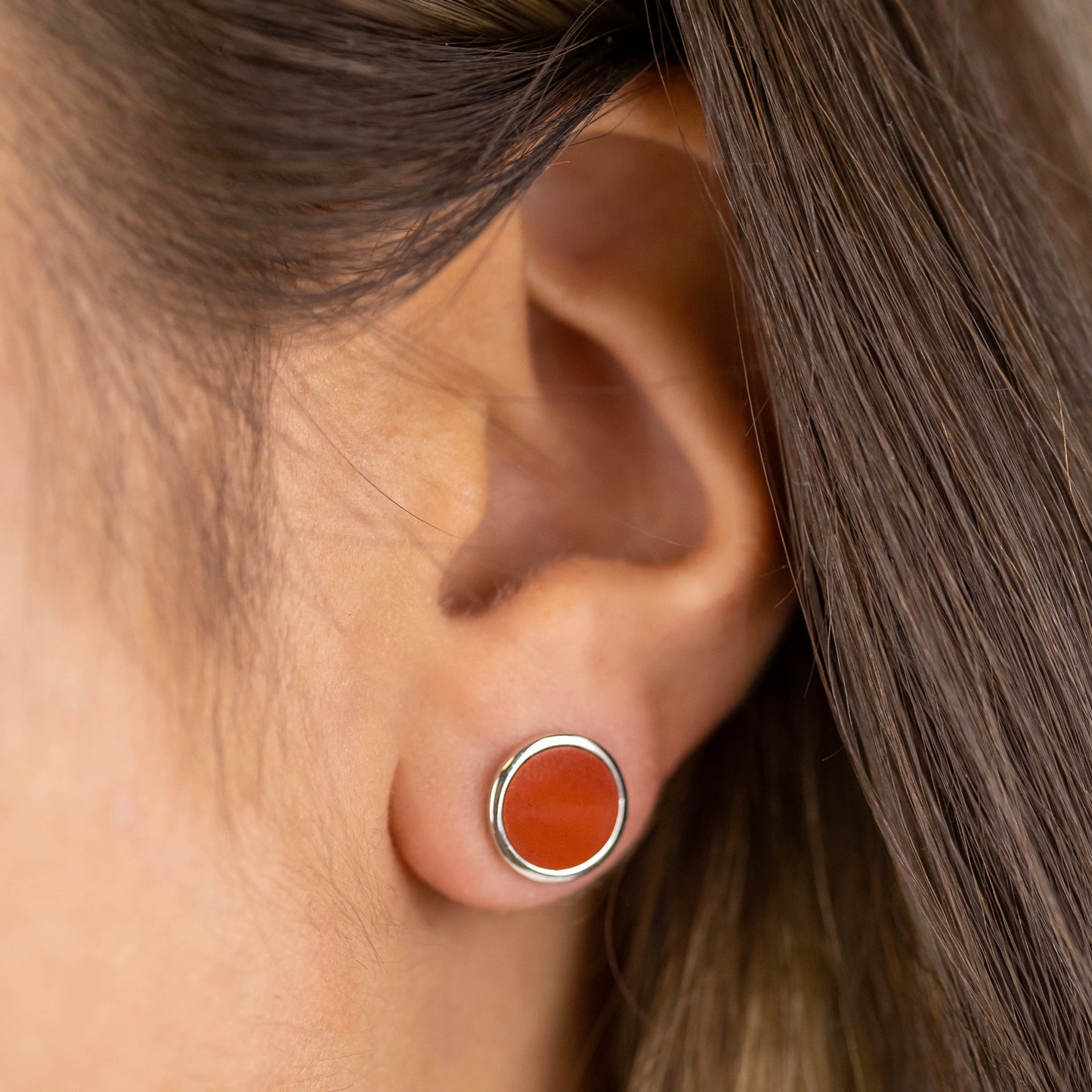 Engelsrufer earrings silver plugs with red jasper power stone