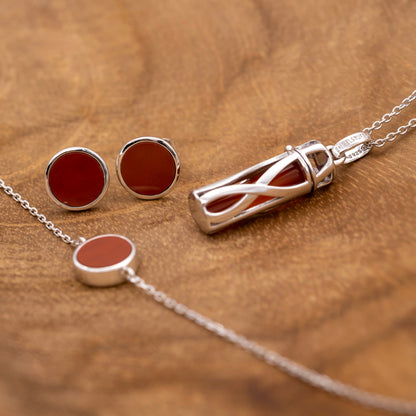 Engelsrufer earrings silver plugs with red jasper power stone