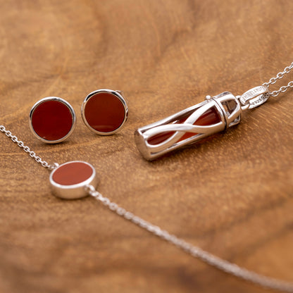 Engelsrufer women's silver necklace with pendant with red jasper power stone size S