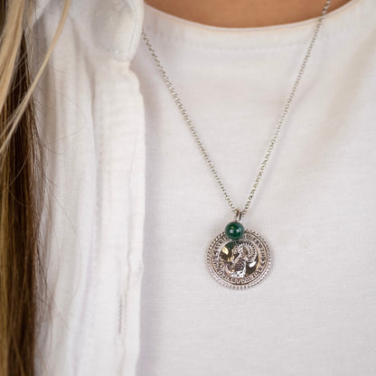 Engelsrufer women's necklace silver with zirconia and malachite stone for the zodiac sign Capricorn