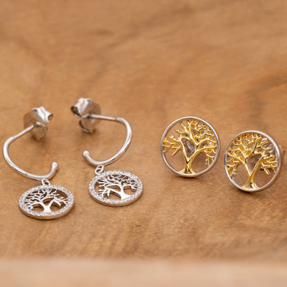 Engelsrufer women's stud earrings sterling silver bicolor with tree of life motif