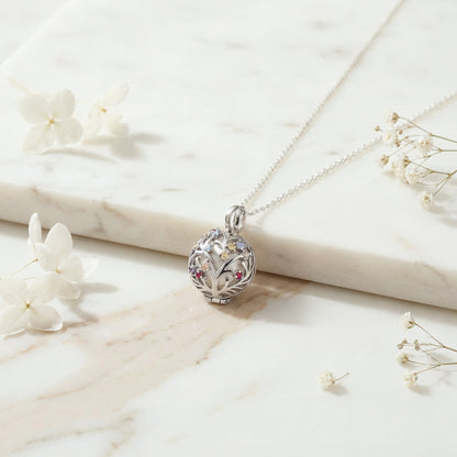 Pendant 925 silver Bloom sound chime white with multicolor zirconia