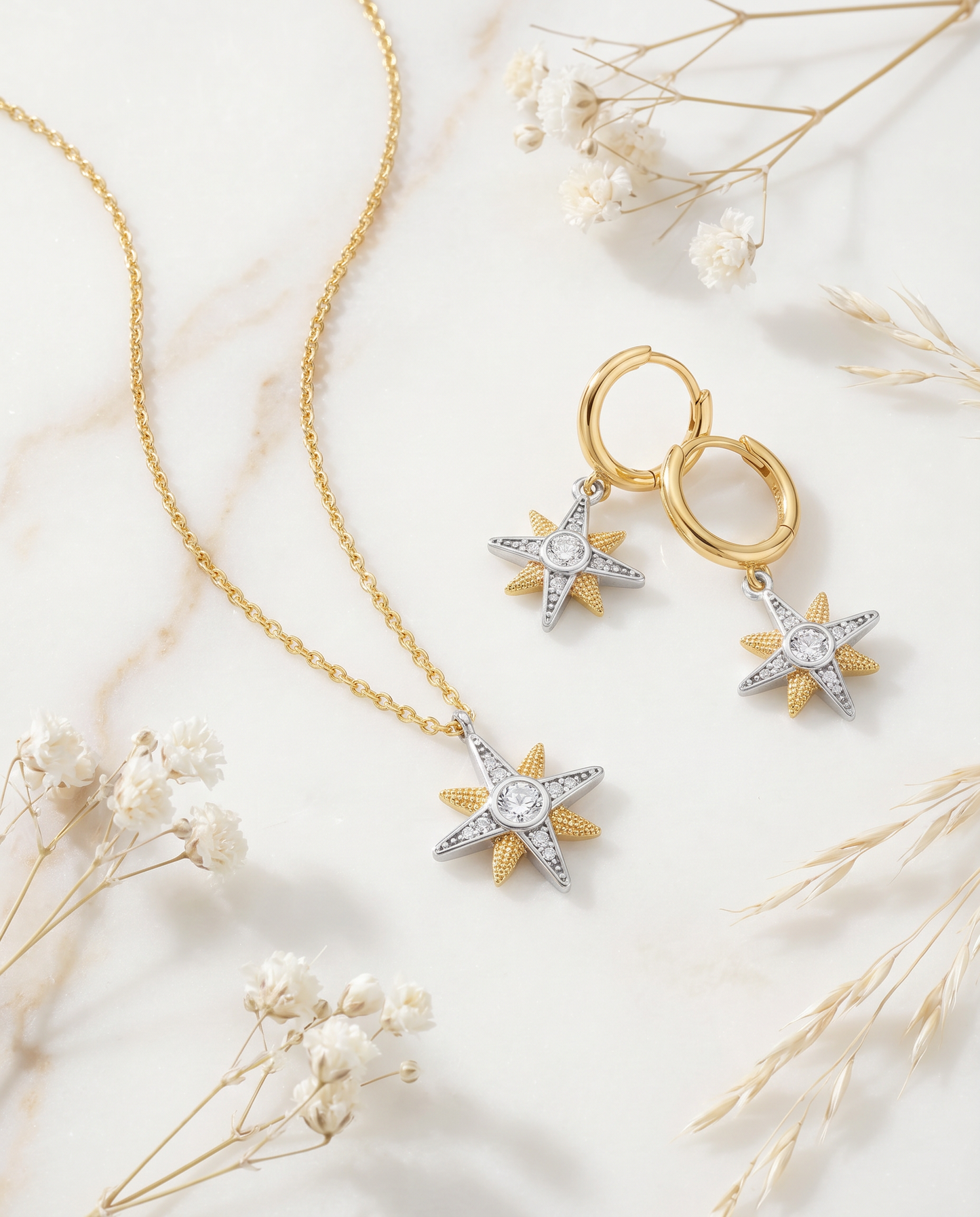 Necklace 925 silver star with zirconia