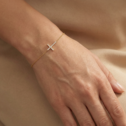 Armband 925er Silber Kreuz Gold mit Zirkonia