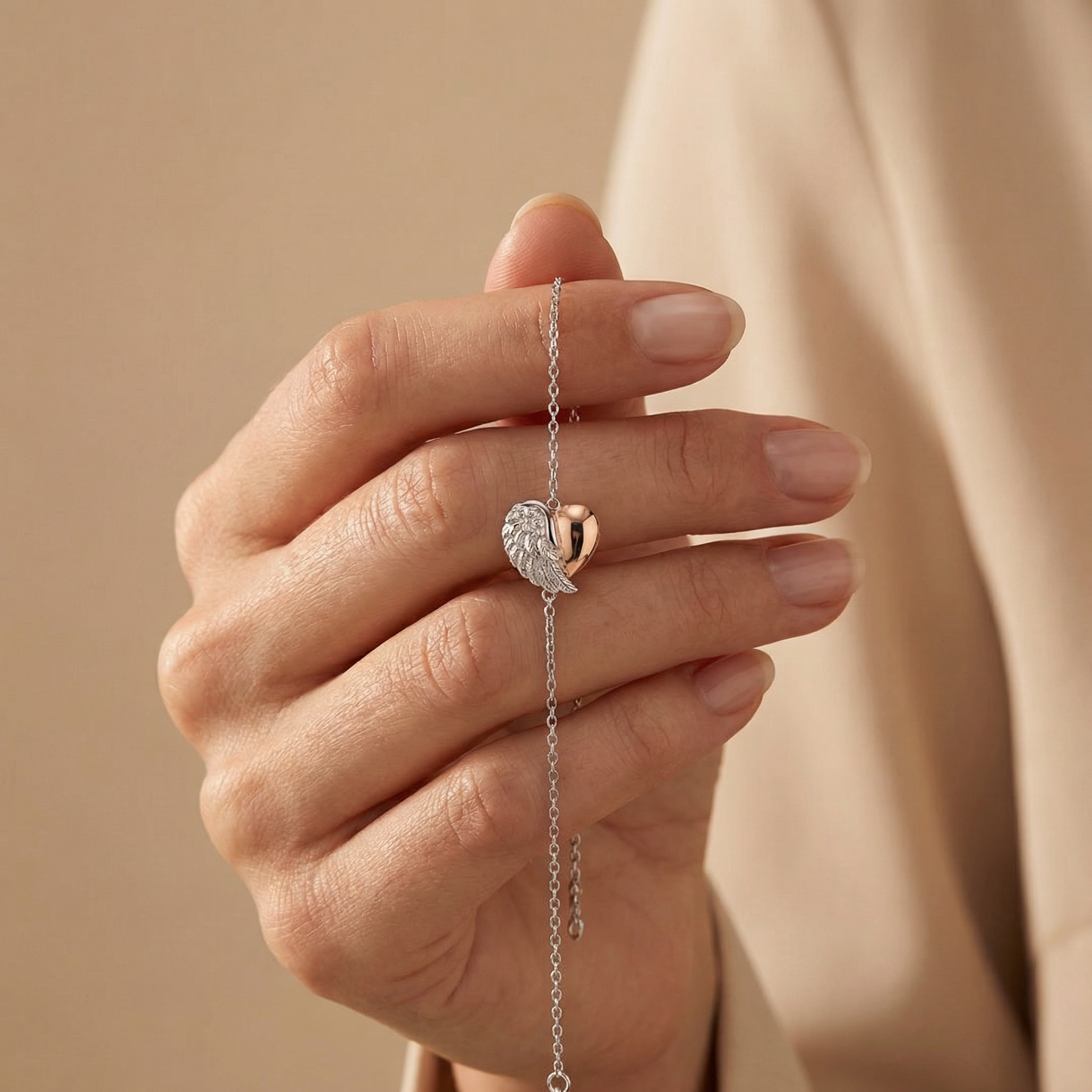 Engelsrufer bracelet silver symbol heart wings bicolor with zirconia