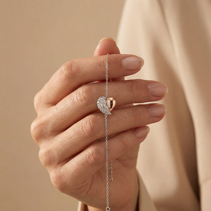 Engelsrufer bracelet silver symbol heart wings bicolor with zirconia