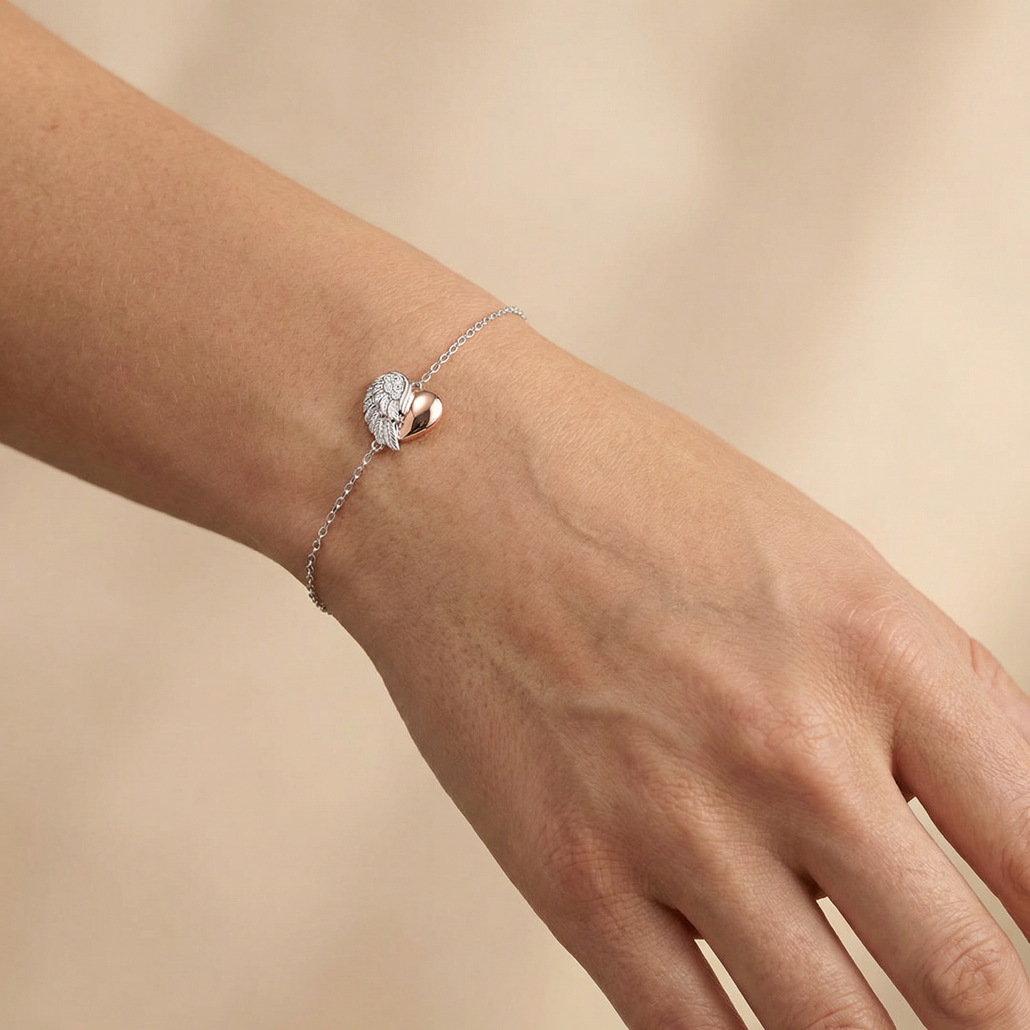 Engelsrufer bracelet silver symbol heart wings bicolor with zirconia